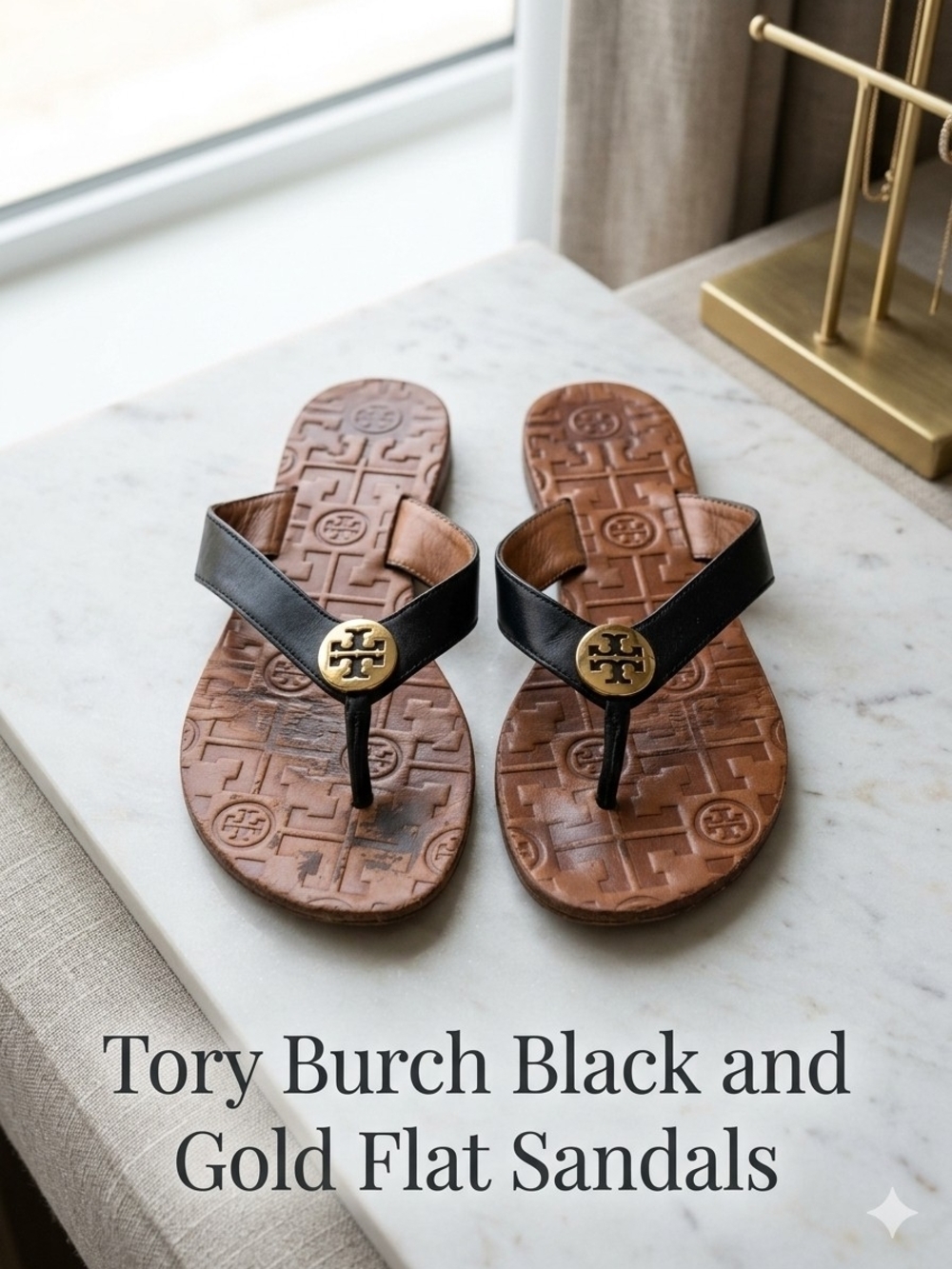 TORY BURCH Black TT Sandals
